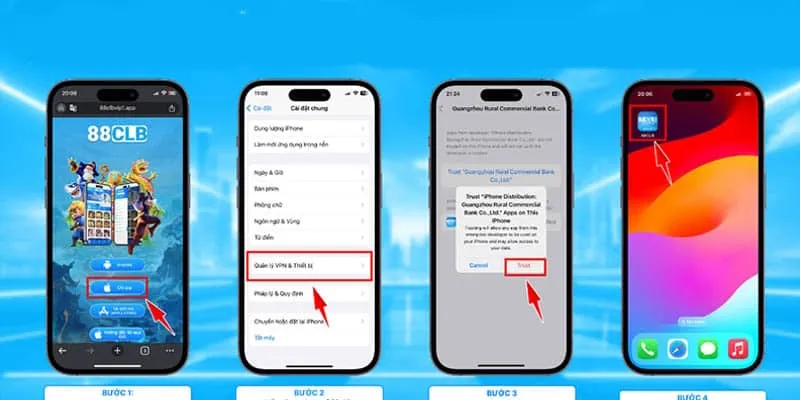 Thao tác chuẩn để tải app 88CLB trên thiết bị của Apples